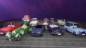 3D Stylized Car Pack  12 Game Ready Vehicles Classic Sports Military Cartoon model