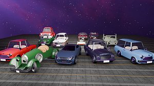 Stylized Car Pack 12 Game Ready Vehicles Classic Sports Military Cartoon