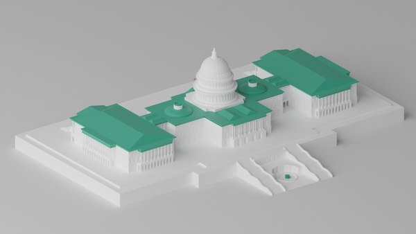 Cartoon United States Capitol Building 3D model