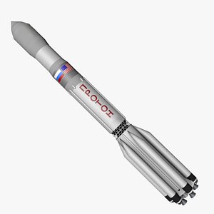 3d model proton space rocket