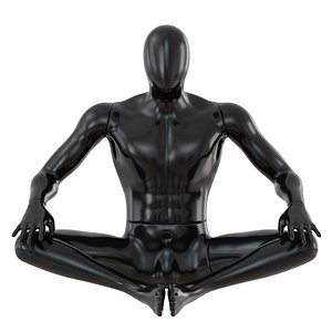 black abstract mannequin sitting model