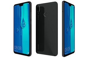 3D Huawei Y9 2019 Black Low Poly
