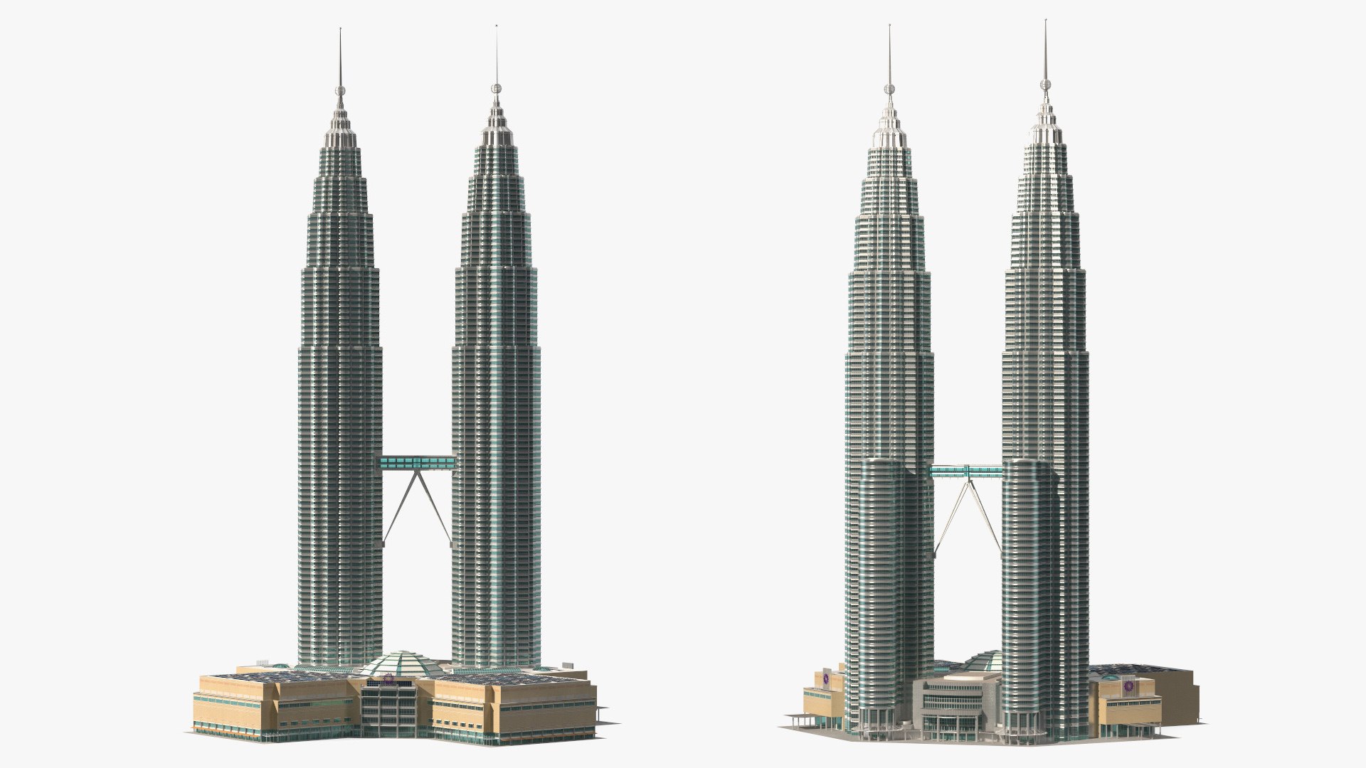 Petronas Towers Twin Skyscrapers 3D model preview