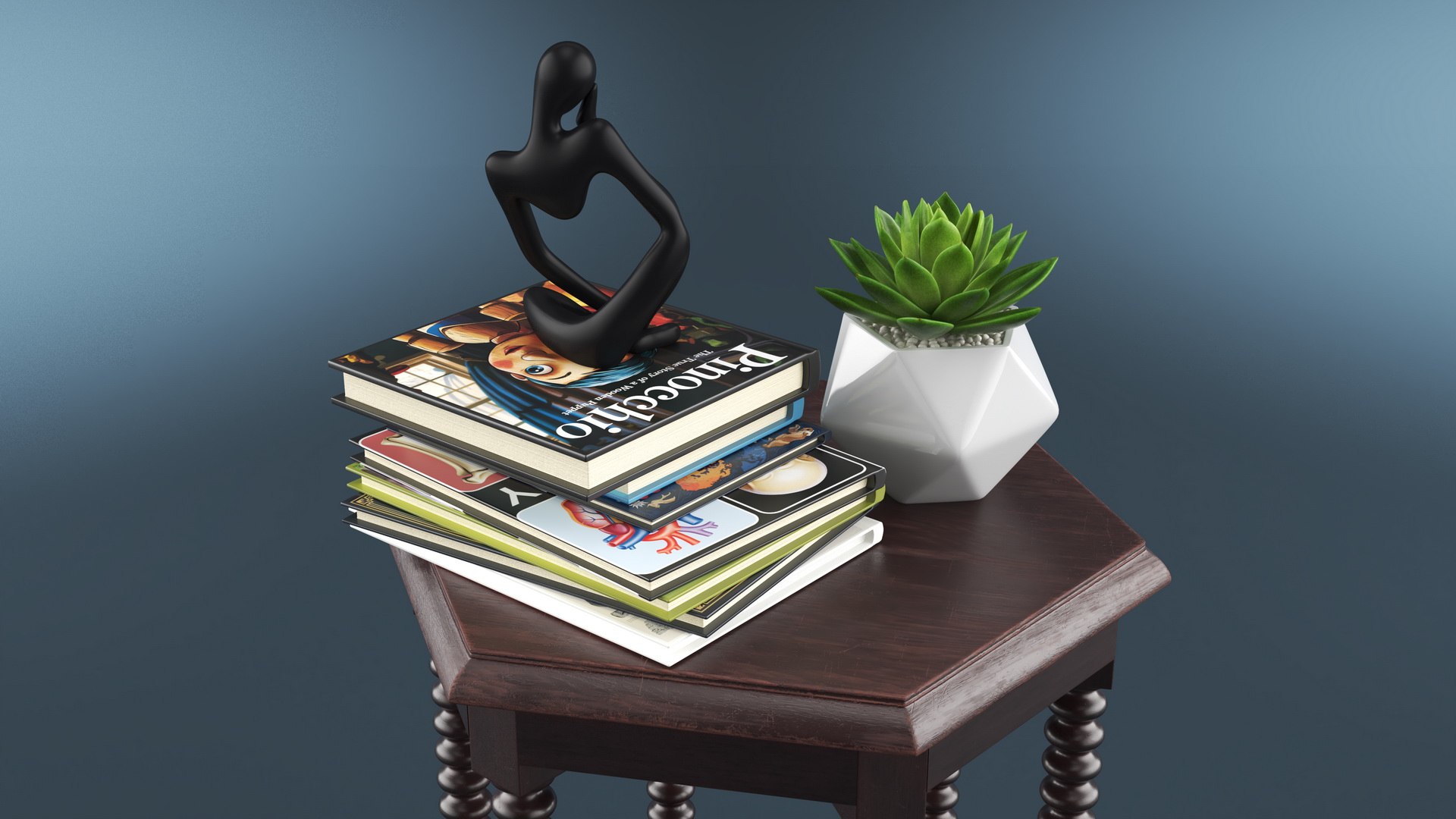 Side Table With Decor 3D Model - TurboSquid 2392351