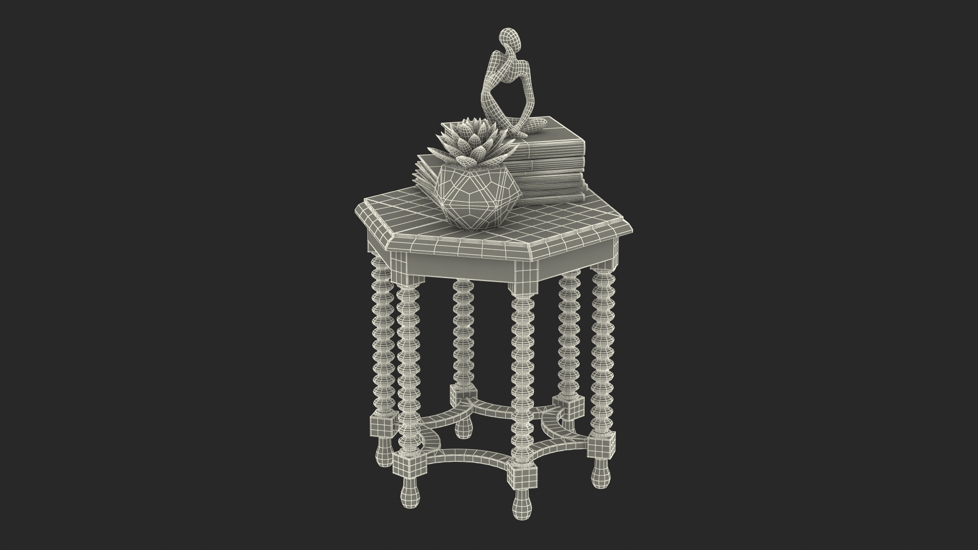 Side Table With Decor 3D Model - TurboSquid 2392351