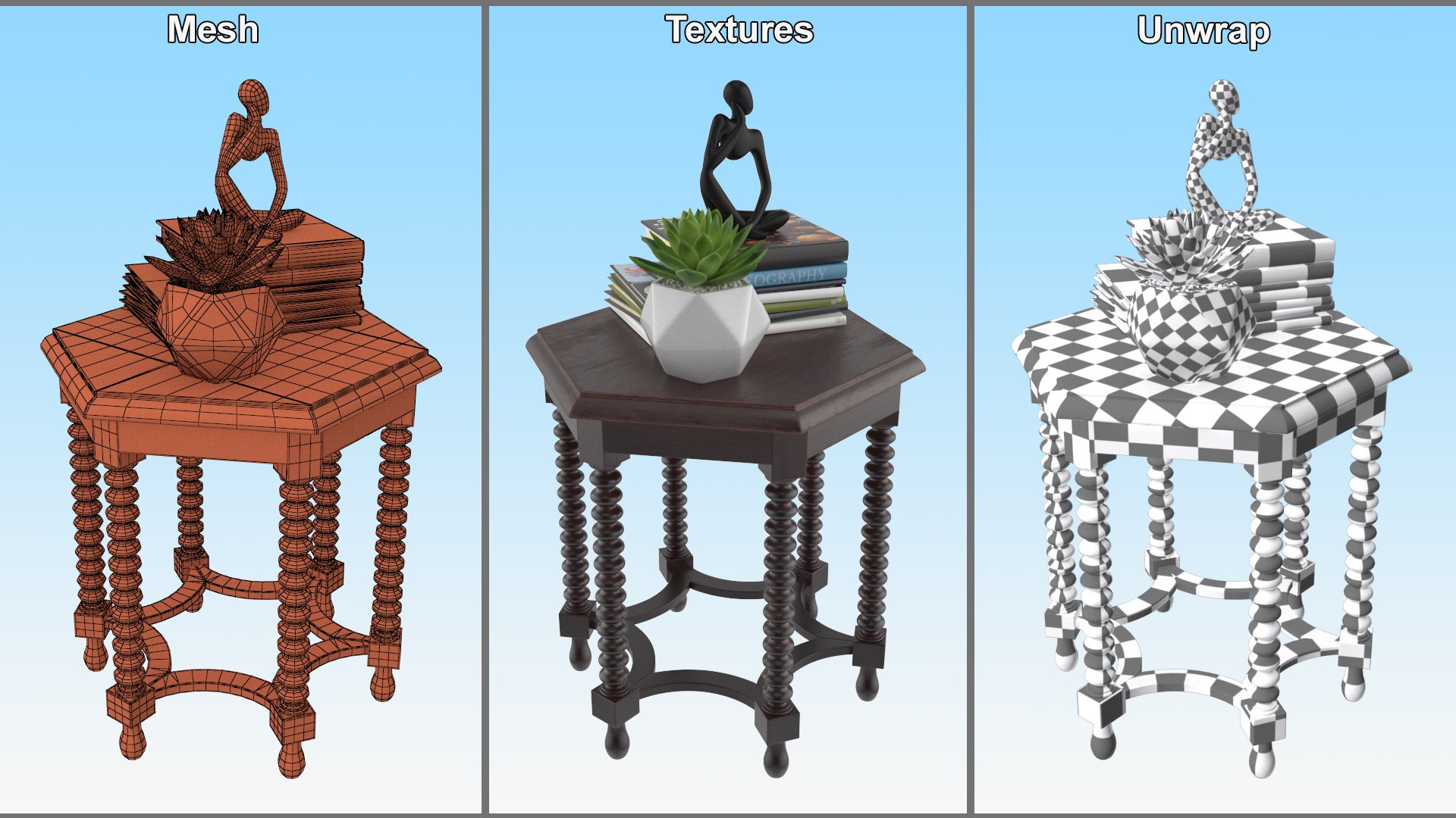 Side Table With Decor 3D Model - TurboSquid 2392351