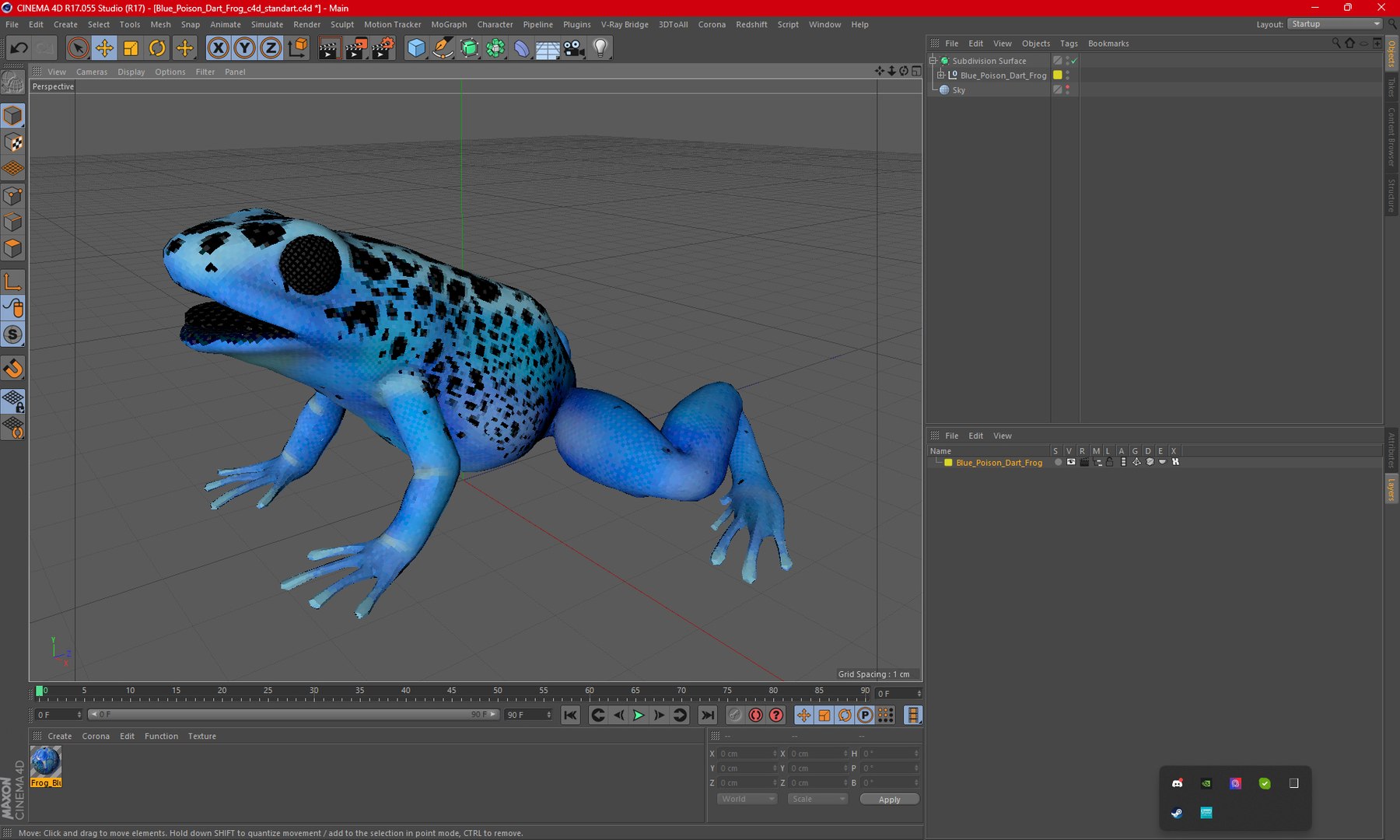 3D Blue Poison Dart Frog model https://p.turbosquid.com/ts-thumb/8L/9bCurq/9K/bluepoisondartfrogc4dmodel022/jpg/1707552750/1920x1080/fit_q87/5cc9c324e50f4c059221e9c8659b18b302291c69/bluepoisondartfrogc4dmodel022.jpg