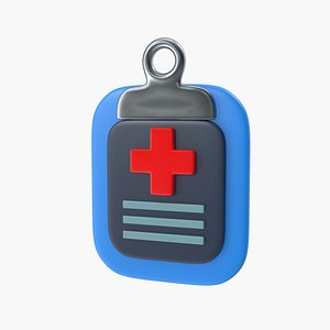 Medical Report Icon cartoon style 3D model