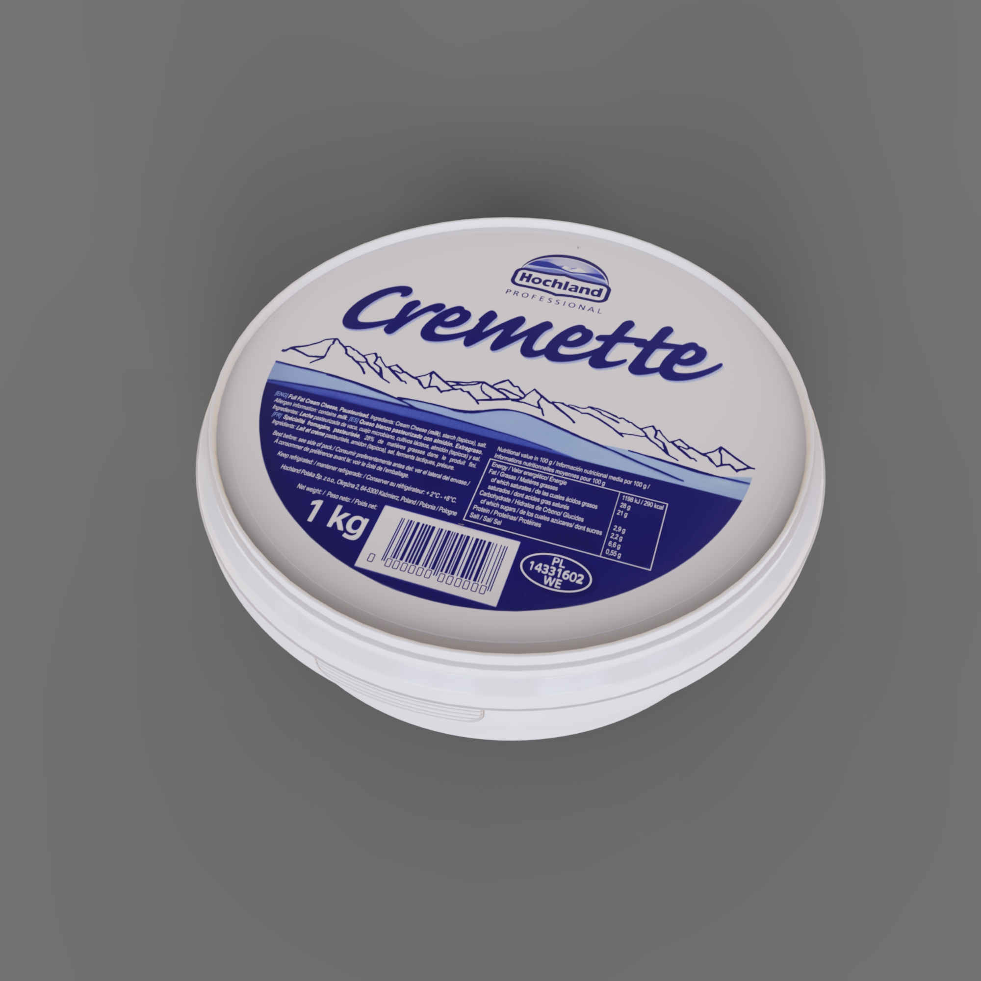 modelo 3d queso Hochland Cremette 1kg - TurboSquid 2219134