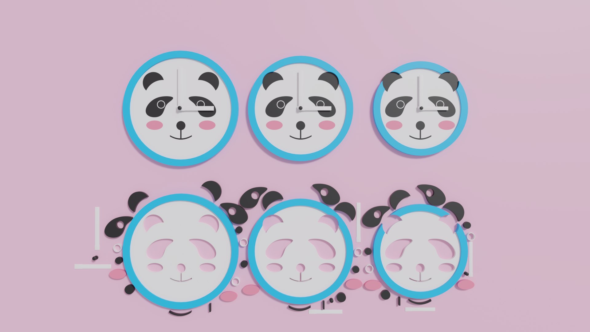 3D Cartoon Cute Panda Clock Puzzle - TurboSquid 1870423