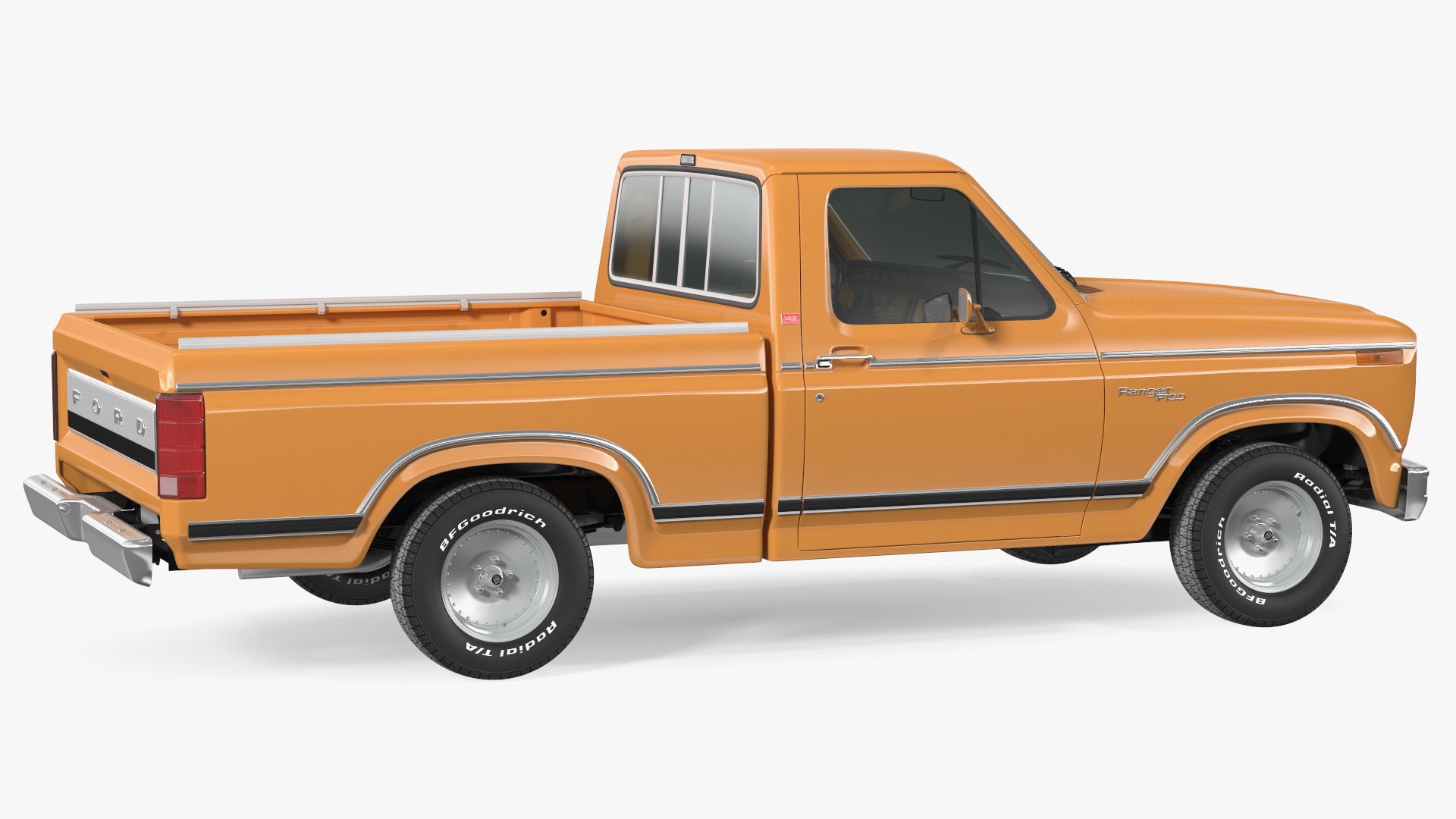 3D Ford Ranger F100 1980 Pickup Orange Simple Interior - TurboSquid 1853411