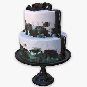 3D model Elegant Silky Turquoise Wedding Cake