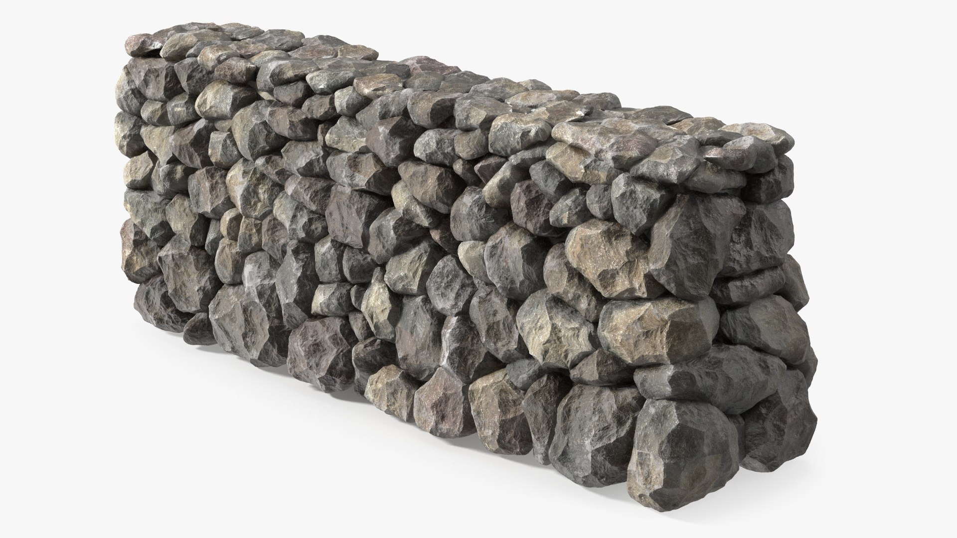 Stone Block Fence 3D model preview