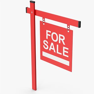 Red Real Estate Signboard For Sale 3D model