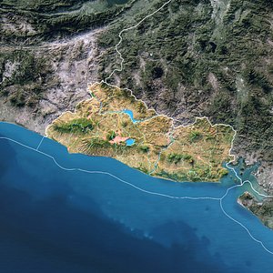 3D El Salvador Map - 7K Realistic Satellite Terrain - Elevation model