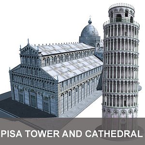 tower cathedral pisa 3d model
