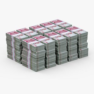 Stacked China Currency 100 Yuan Banknotes