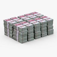 Stacked China Currency 100 Yuan Banknotes