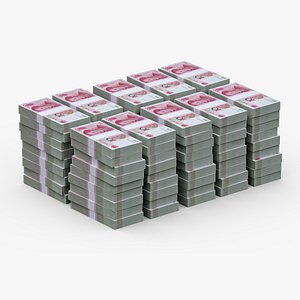 Stacked China Currency 100 Yuan Banknotes