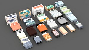 Bed Furniture STL Pack 3D Printable Bedroom Set model