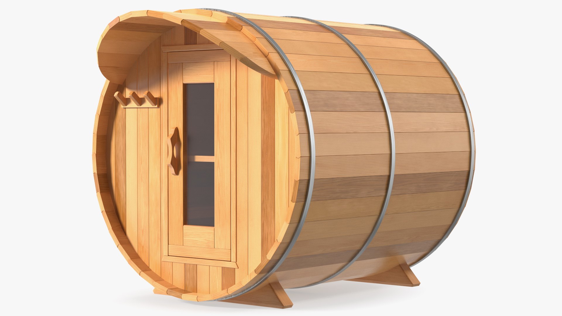 Wooden Barrel Outdoor Sauna 3D model preview