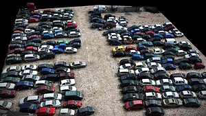3D abandoned cars wrecks large junkyard part2 drone scan