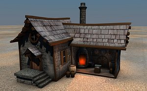 Low Poly Blacksmith Medieval Building