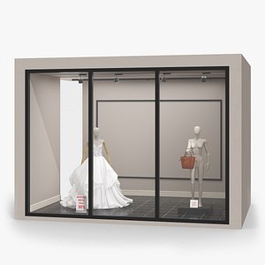 Retail Shop Glass Window with Wedding Dress
