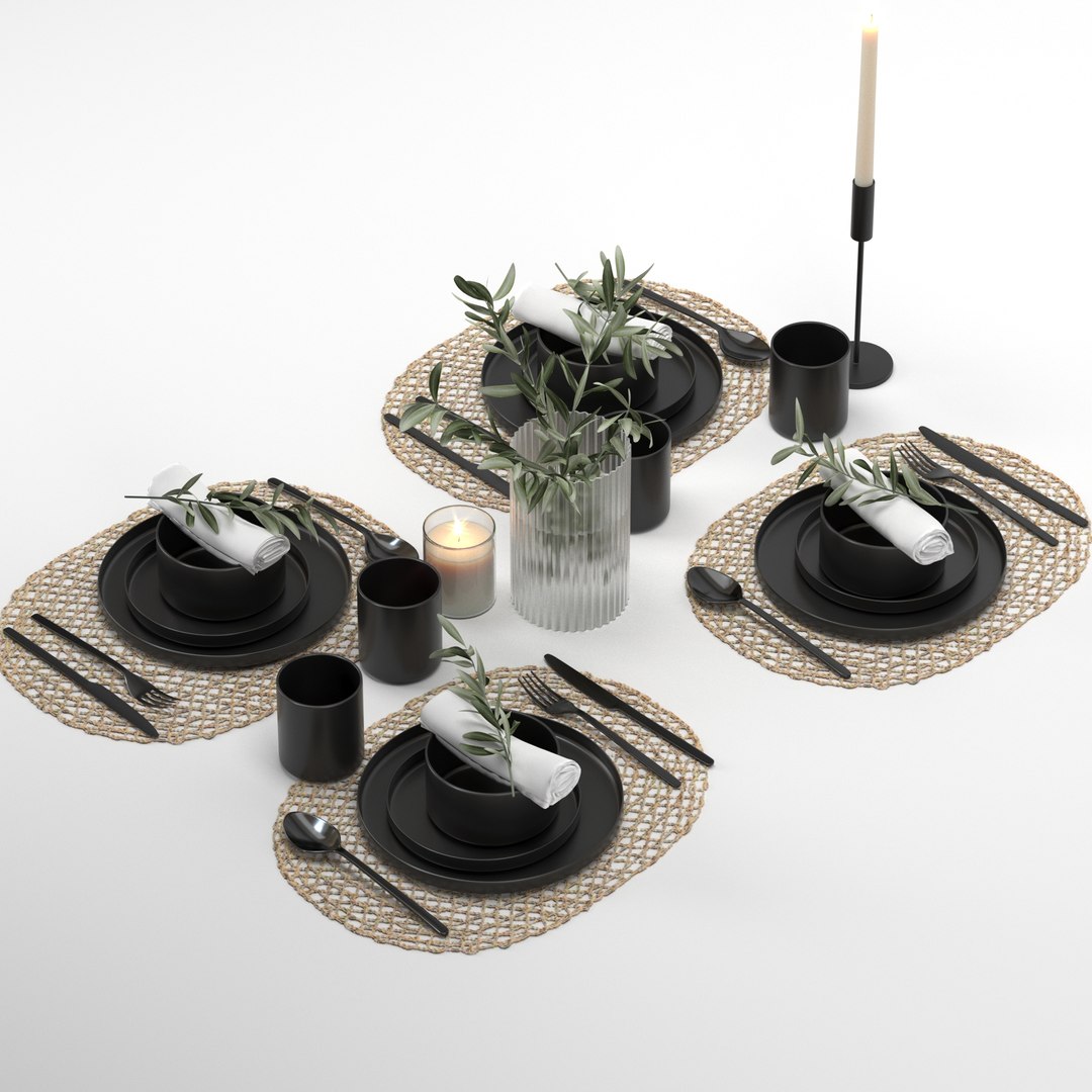 Black Table Setting Model - TurboSquid 1753033