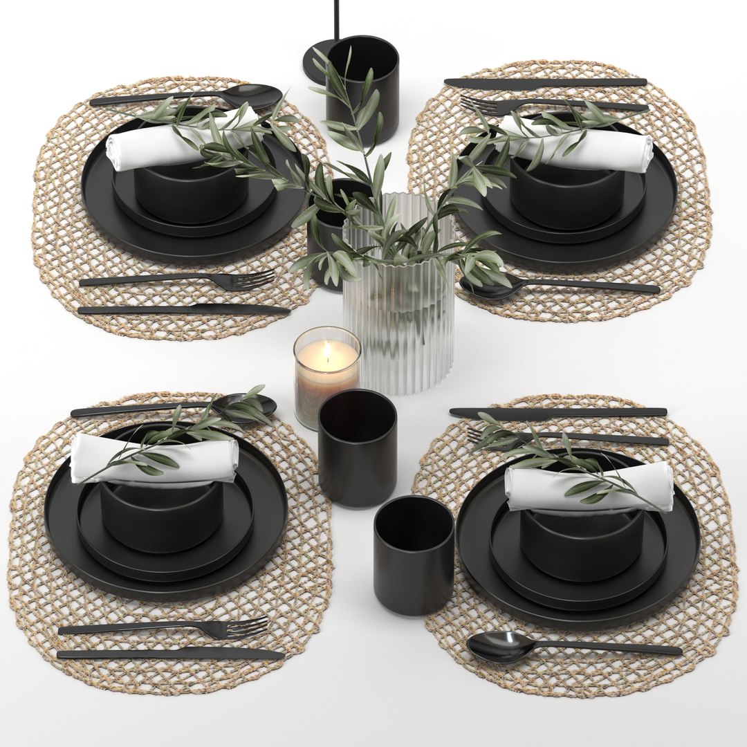 Black Table Setting Model - TurboSquid 1753033