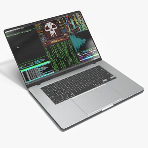 3D Laptop with Stickers model