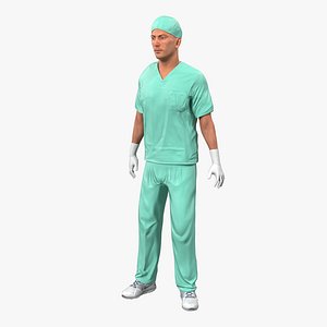 3d male surgeon caucasian rigged