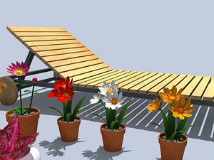 outdoor cat flowers 3d model