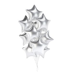 Silver Star Balloon Bouquet - helium foil balls bunch 3D model