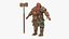 Dwarf Warrior with Hammer Rigged 3D model