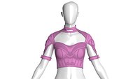 Girls Crop Top With Choker Collar