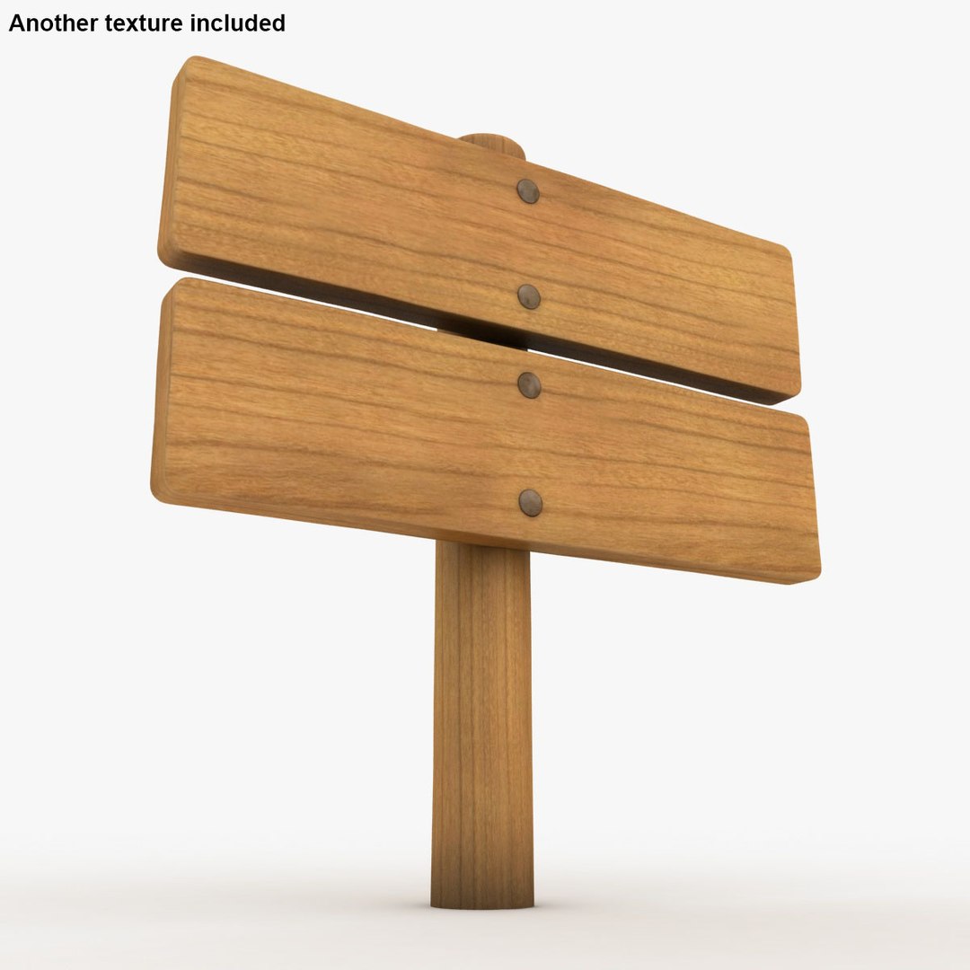 Realistic Wooden Signboard 01 3d Model