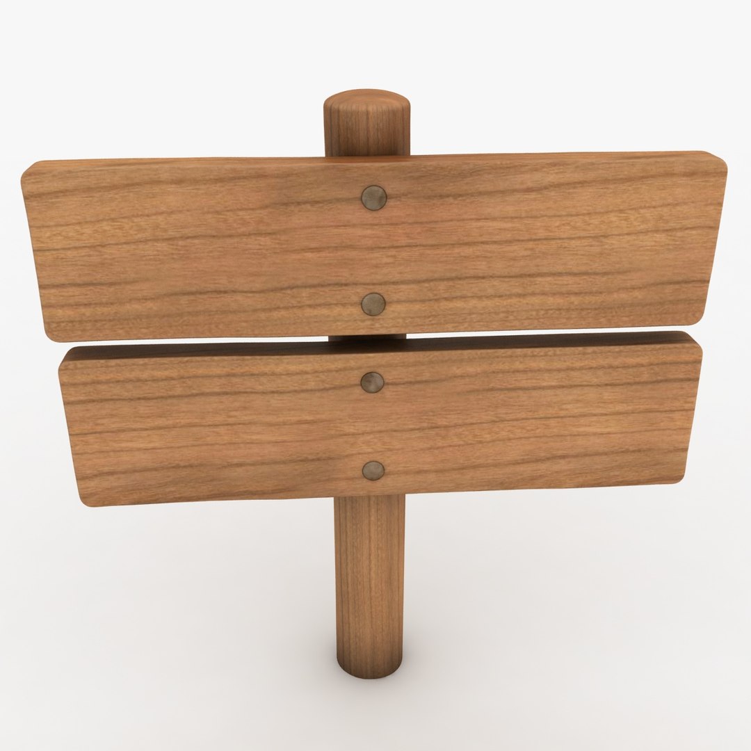 Realistic Wooden Signboard 01 3d Model