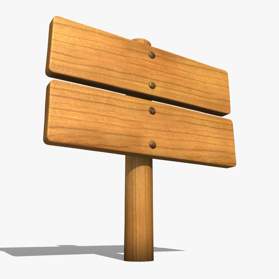 realistic wooden signboard 01 3d model