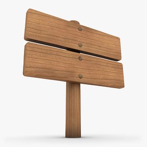 realistic wooden signboard 01 3d model