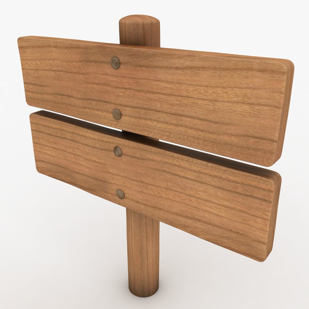 Realistic Wooden Signboard 01 3d Model