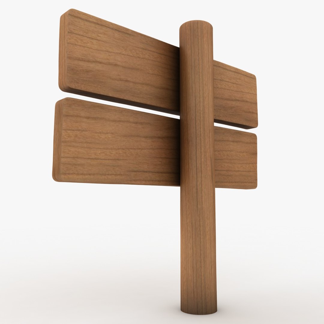 realistic wooden signboard 01 3d model