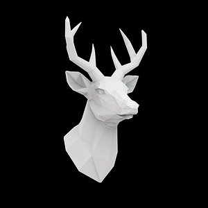 3D Geometric Deer Head Bust 3D Print Model Low Poly Wall Mount