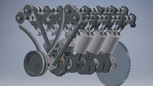v8 Engine Piston and Crankshaft 3D model