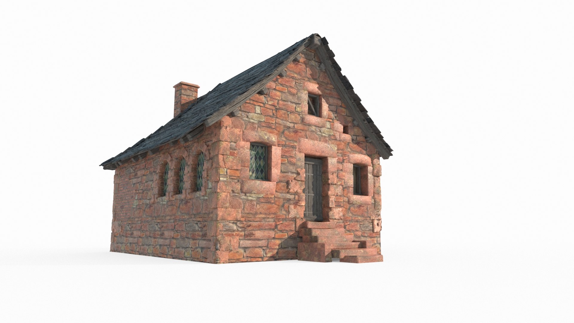 3D Medieval Architecture Red Brick Houses Model - TurboSquid 2342711