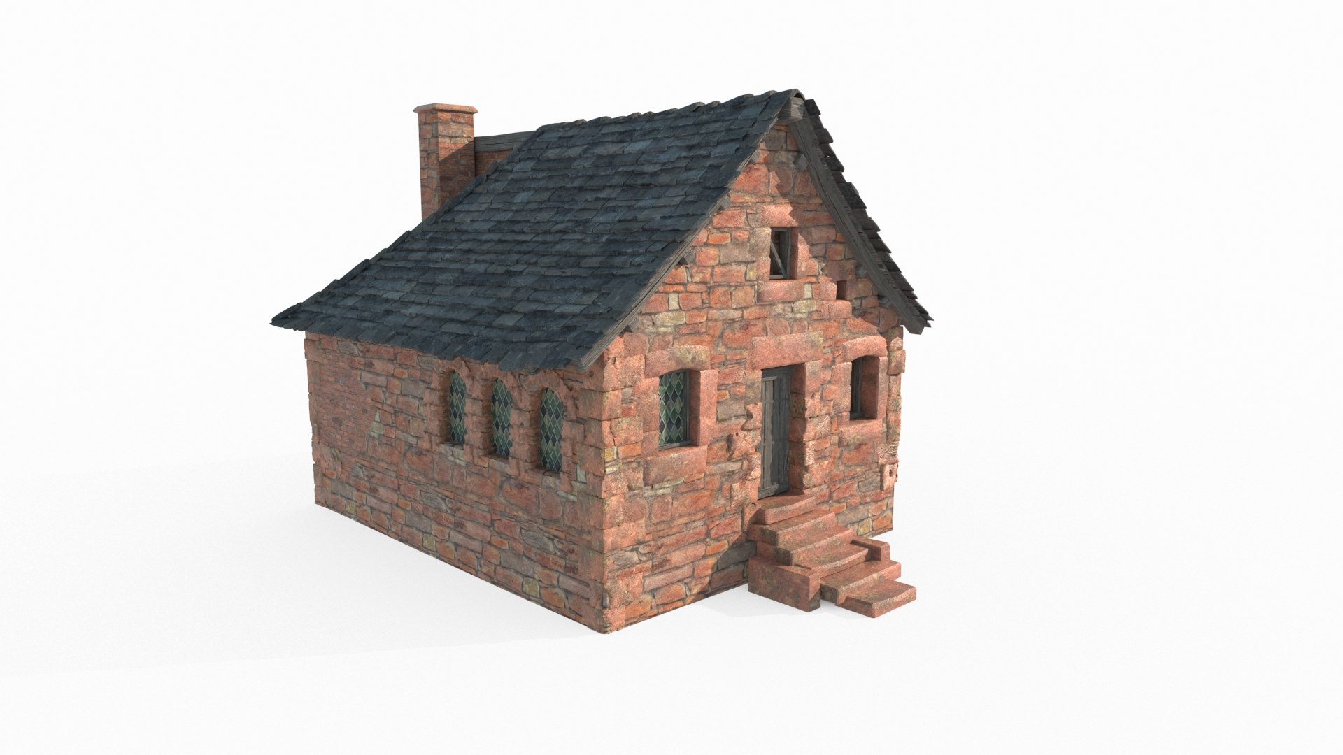 3D Medieval Architecture Red Brick Houses Model - TurboSquid 2342711