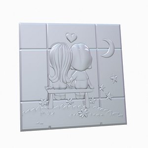3D model in the form of a love couple on a chocolate bar for 3D printing 3D model