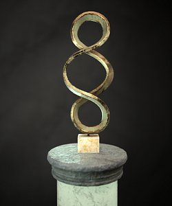 3D bronze art sculpture pillar
