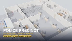 Police Precinct MEGA Pack - 112 Low Poly Police Station 3D Assets Game Ready PBR BLEND FBX GLB 3D model