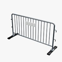 Crowd Barrier with Rounded Frame and Bored Foot Plates